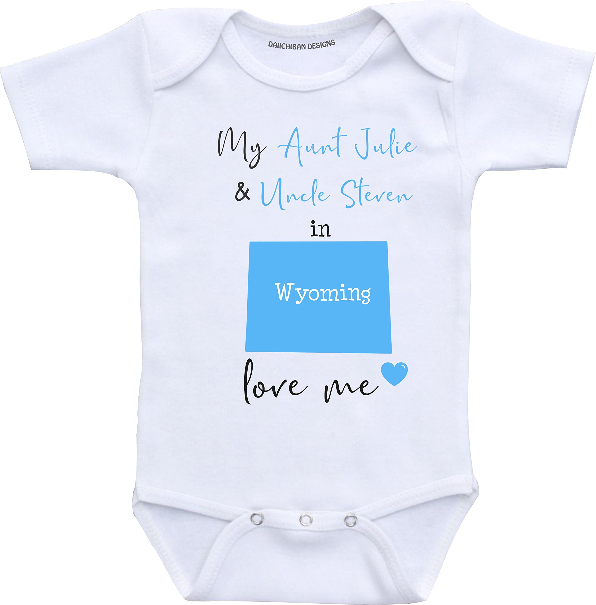 Daiichiban Designs Custom Aunt and Uncle baby gifts Wyoming baby clothes