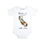 Daiichiban Designs Personalized Baby Bodysuit – “Made in California with Love” with Custom State Option
