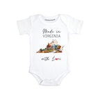 Daiichiban Designs Personalized Baby Bodysuit – “Made in Virginia with Love” with Custom State Option