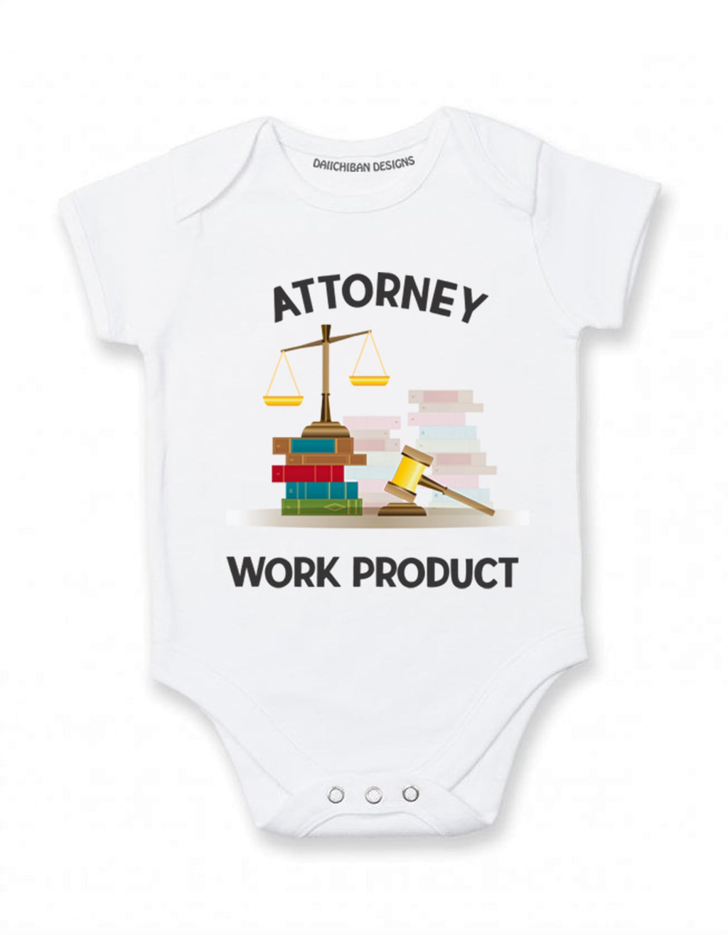 Daiichiban Designs Attorney Work Product Onesie Lawyer Baby Gift Romper Bodysuit