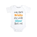 Daiichiban Designs Personalized Baby Bodysuit – “My Aunt & Uncle Love Me” Custom Names