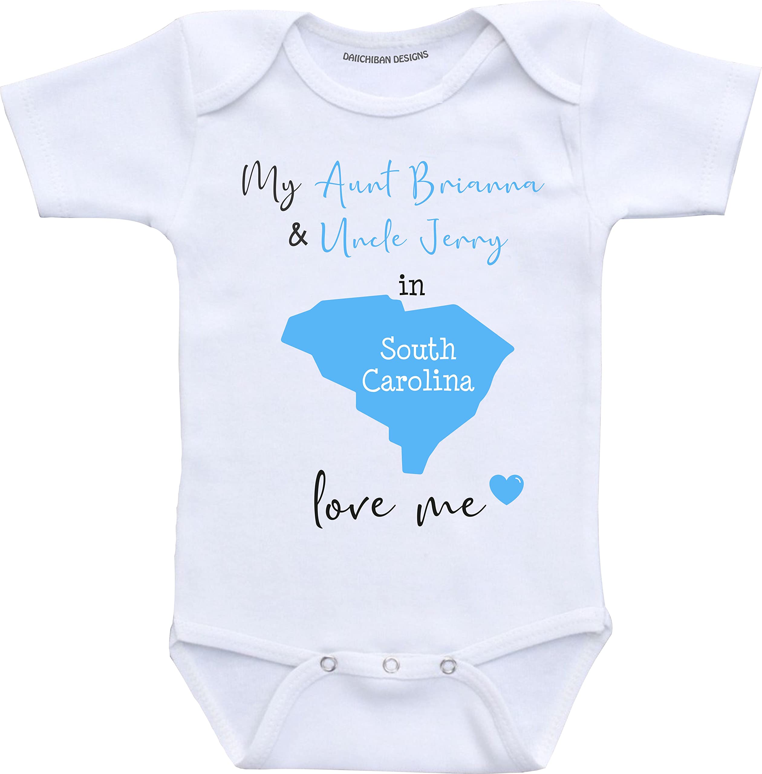 Daiichiban Designs Aunt and Uncle baby gifts Customizable Pennsylvania Dakota baby clothes