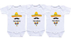 Tres Amigos Funny Triplets baby clothes