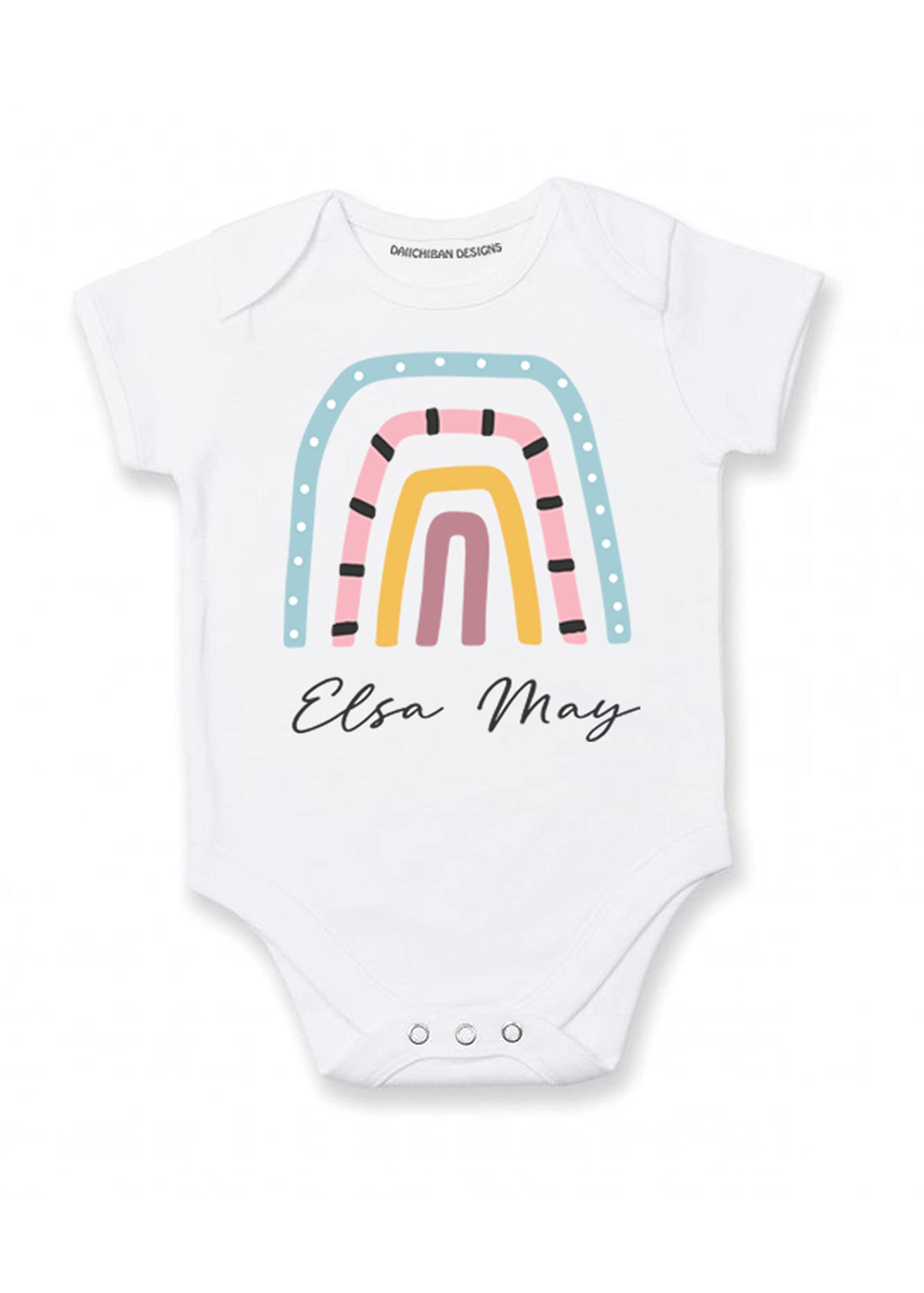 Personalized baby girl outfits with name Rainbow baby bodysuits