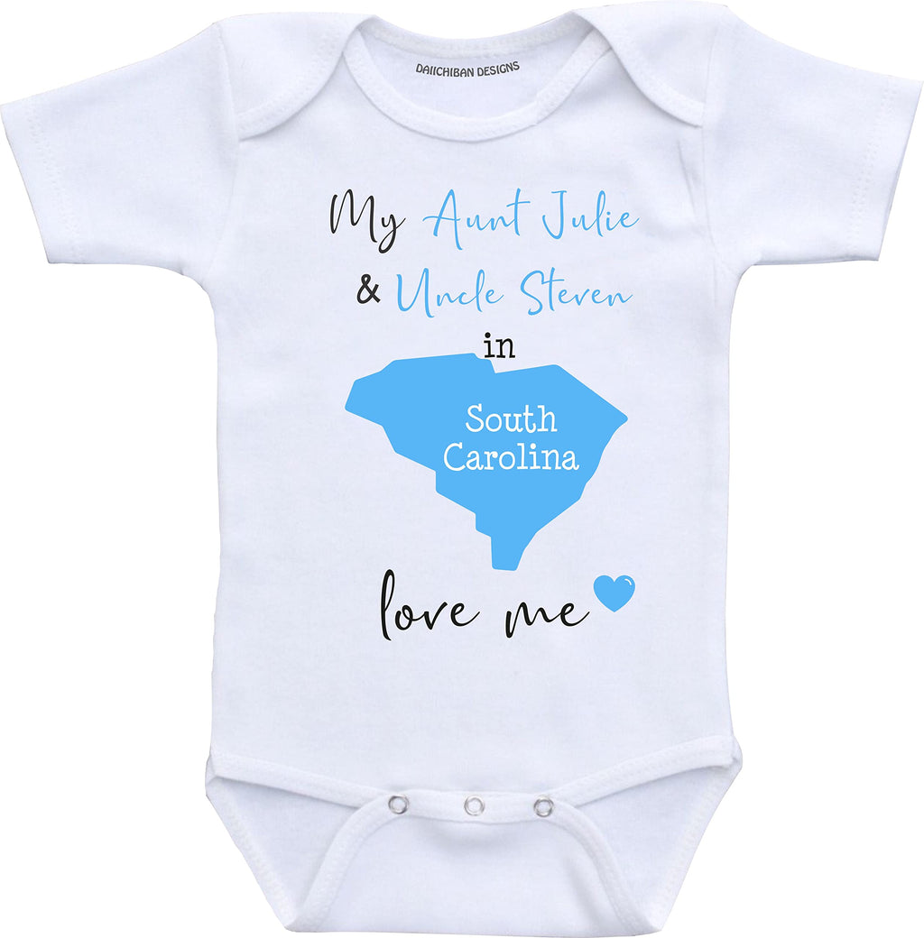 Daiichiban Designs Customizable Aunt and Uncle baby clothes South Carolina State baby gifts
