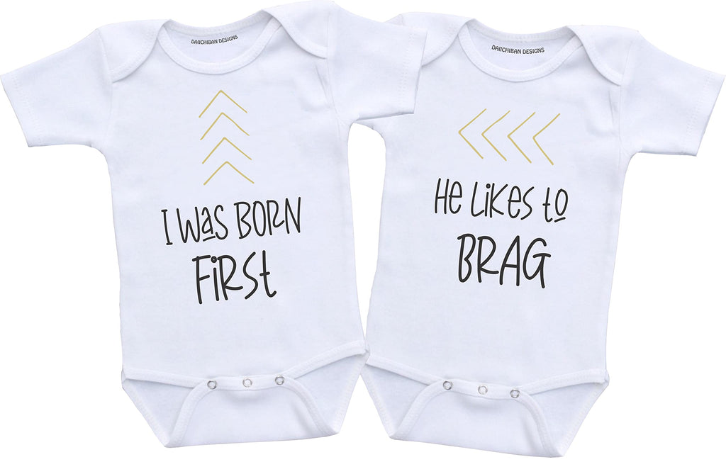 Matching boy and girl twin outfits Funny Twins baby gifts
