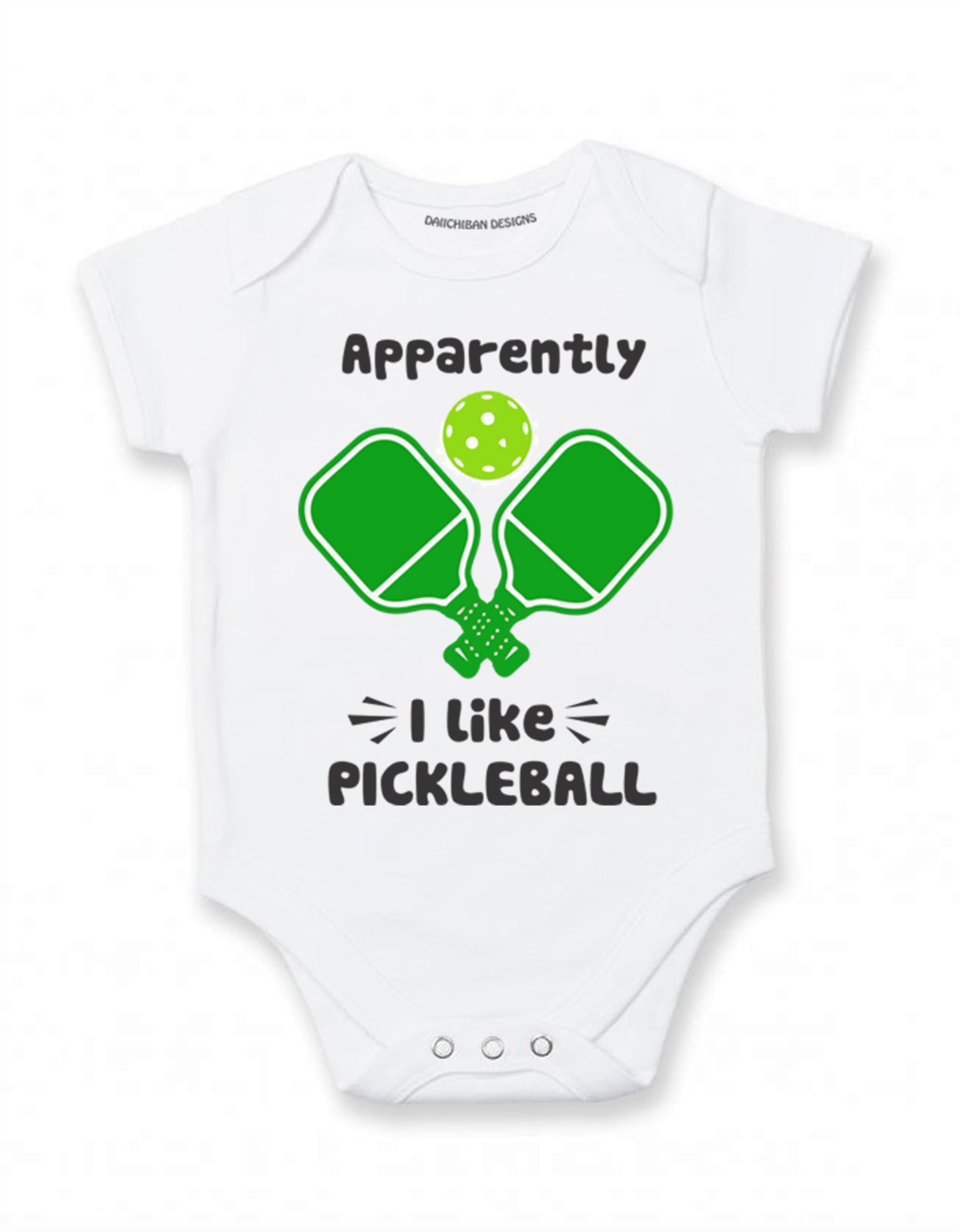 Daiichiban Designs Cute Pickleball Baby Outfit for Boys and Girls – Apparently I Like Pickleball Funny Baby Bodysuit
