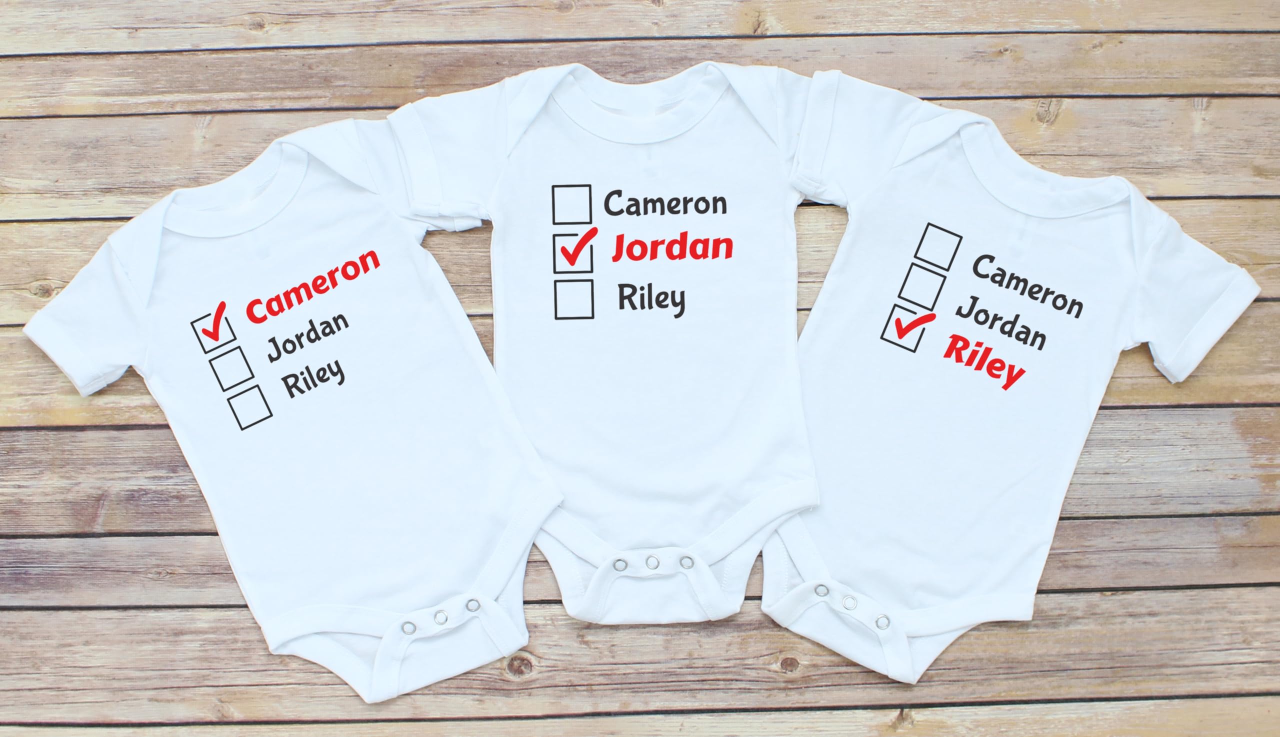 Daiichiban Designs Personalized Triplets baby clothes with names