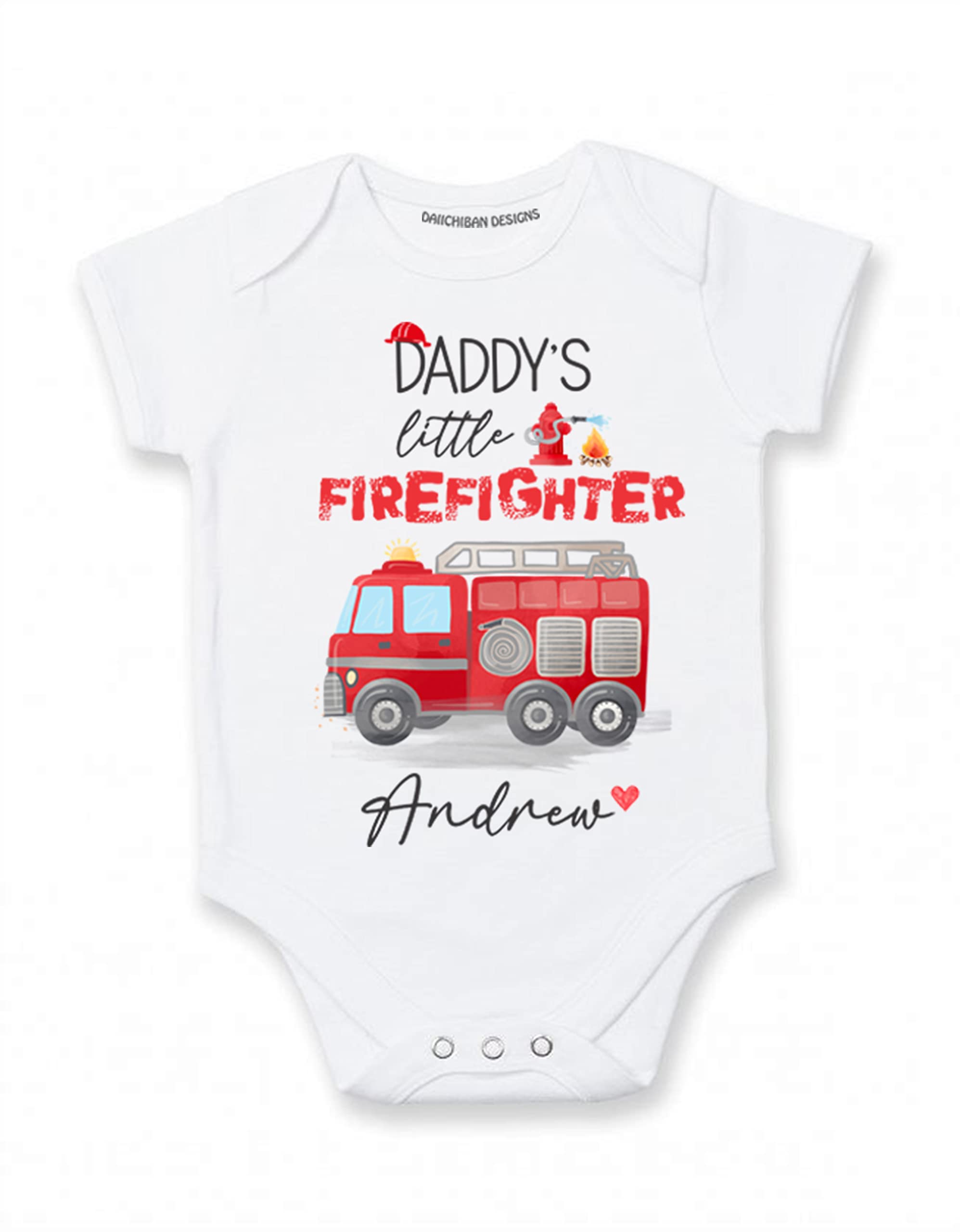 Daddys little Firefighter baby boy gifts personalized with name