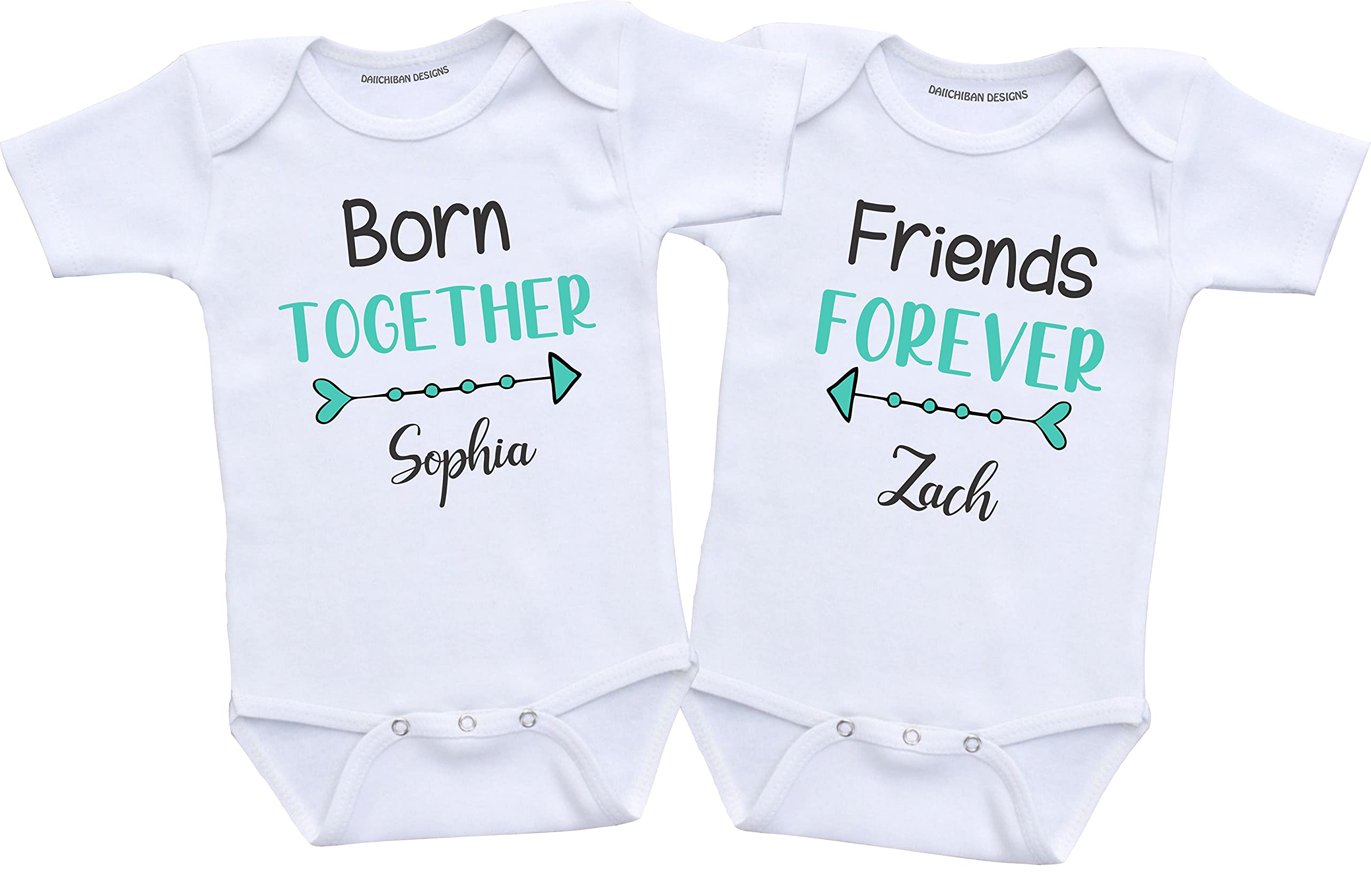 Daiichiban Designs Personalized Twin baby gifts Born together Friends forever twins