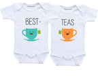 Daiichiban Designs Funny Twin Baby Bodysuit – “Best-Teas” Matching Twin Outfit