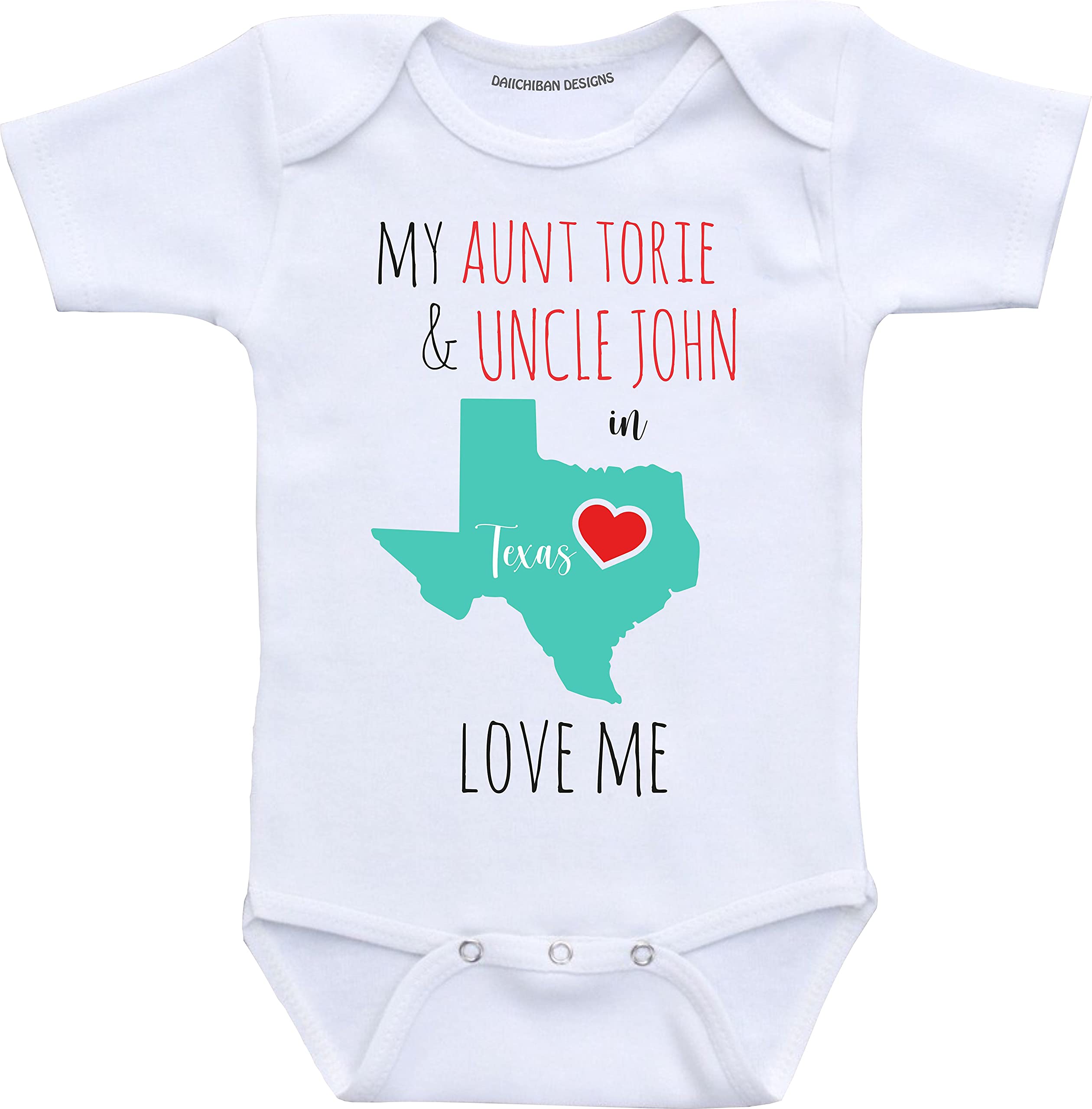 Daiichiban Designs Aunt and Uncle baby gifts Customizable