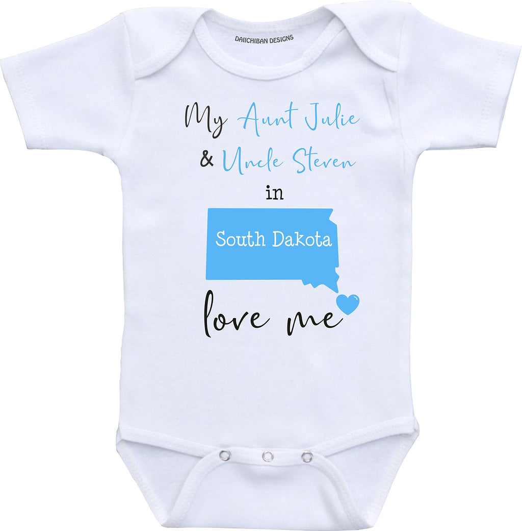 Daiichiban Designs Aunt and Uncle baby gifts Customizable South Dakota baby clothes
