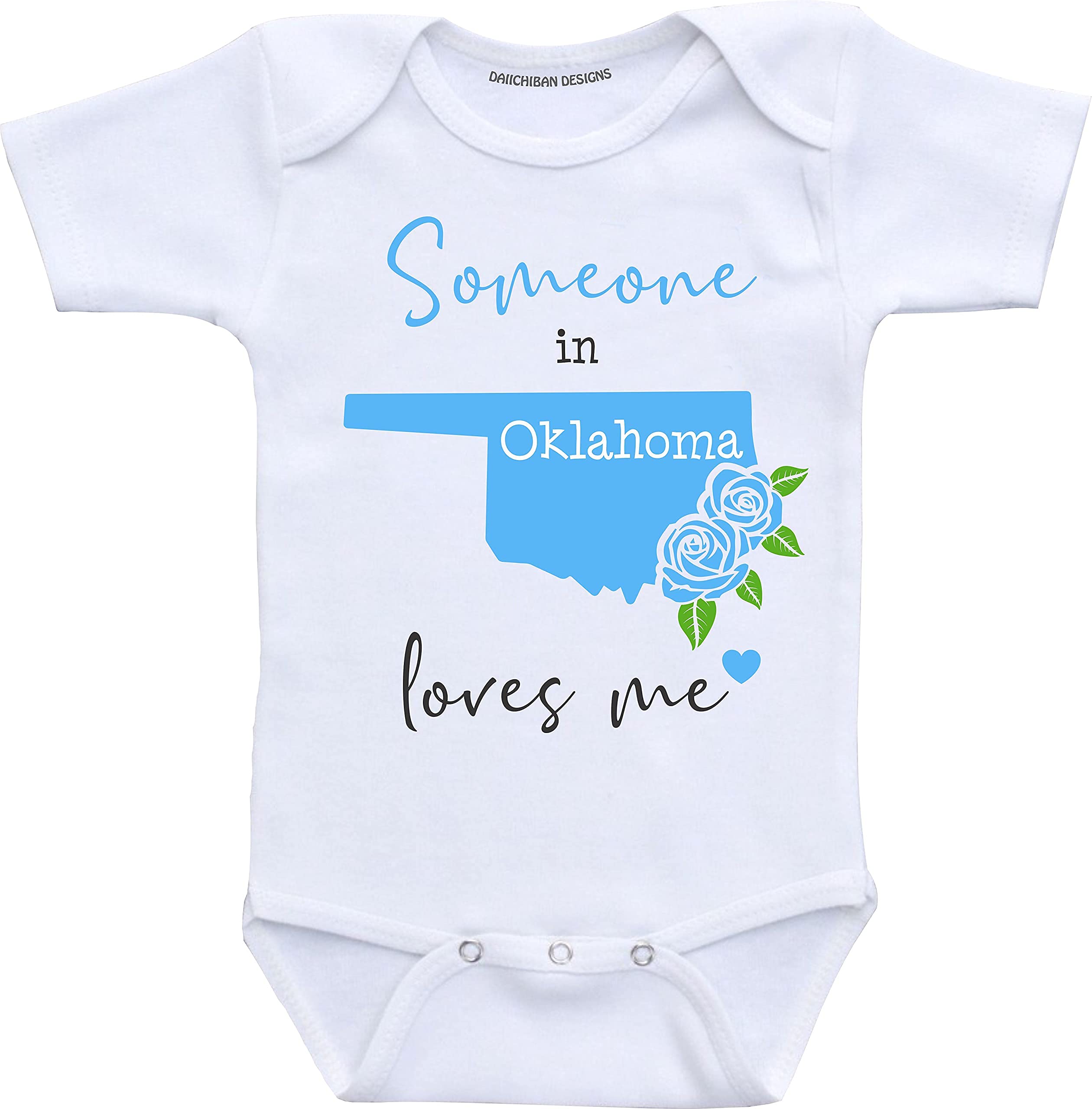 Daiichiban Designs Someone in Oklahoma loves me baby clothes Custom baby gifts
