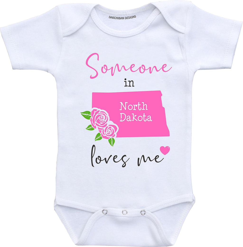 Daiichiban Designs Someone in North Dakota loves me baby clothes Custom baby gifts