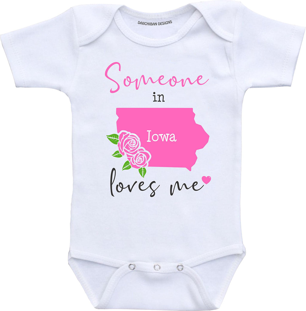 Daiichiban Designs Someone in Iowa loves me baby clothes infant creeper State customized gifts for babies