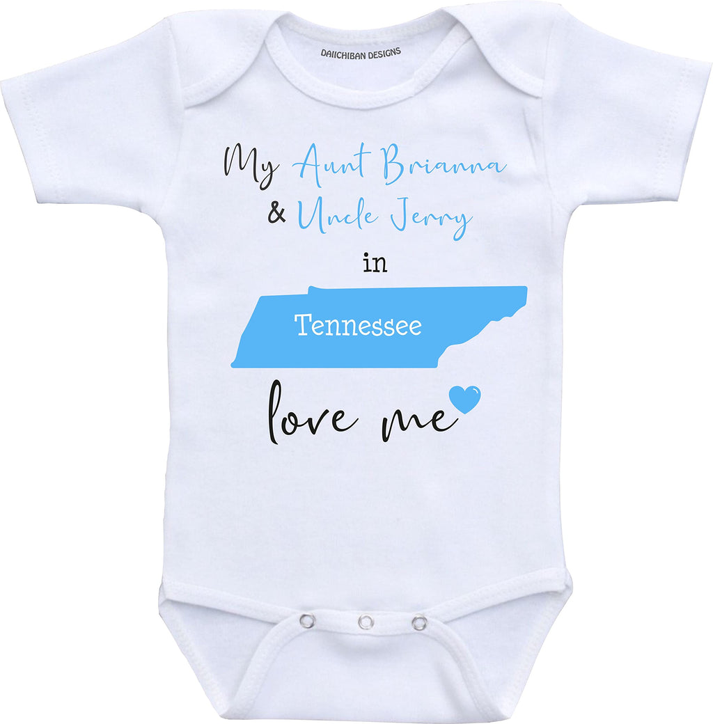 Daiichiban Designs Aunt and Uncle baby gifts Customizable Pennsylvania Dakota baby clothes