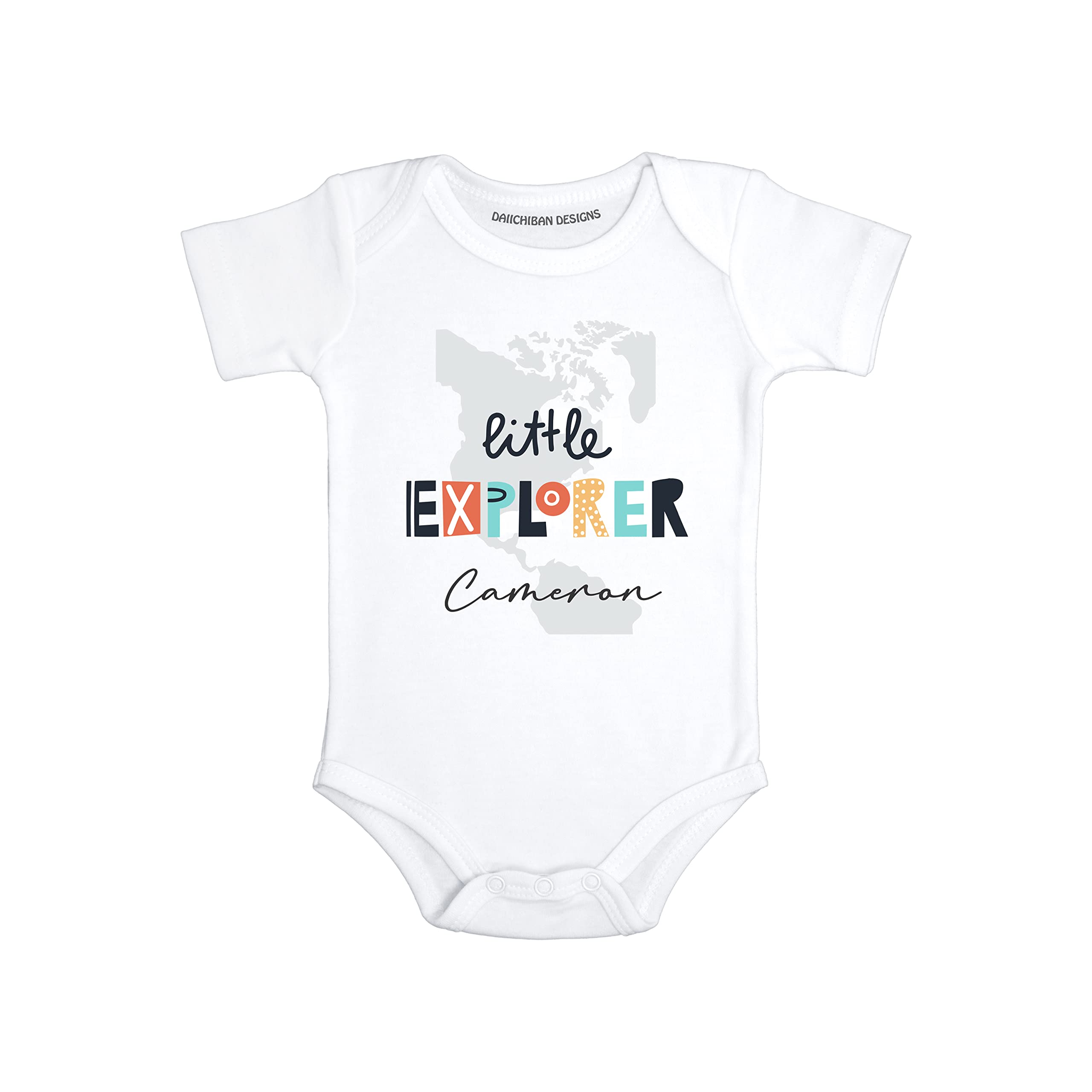 Daiichiban Designs Little Explorer baby boy clothes with name Personalized baby gifts for boys