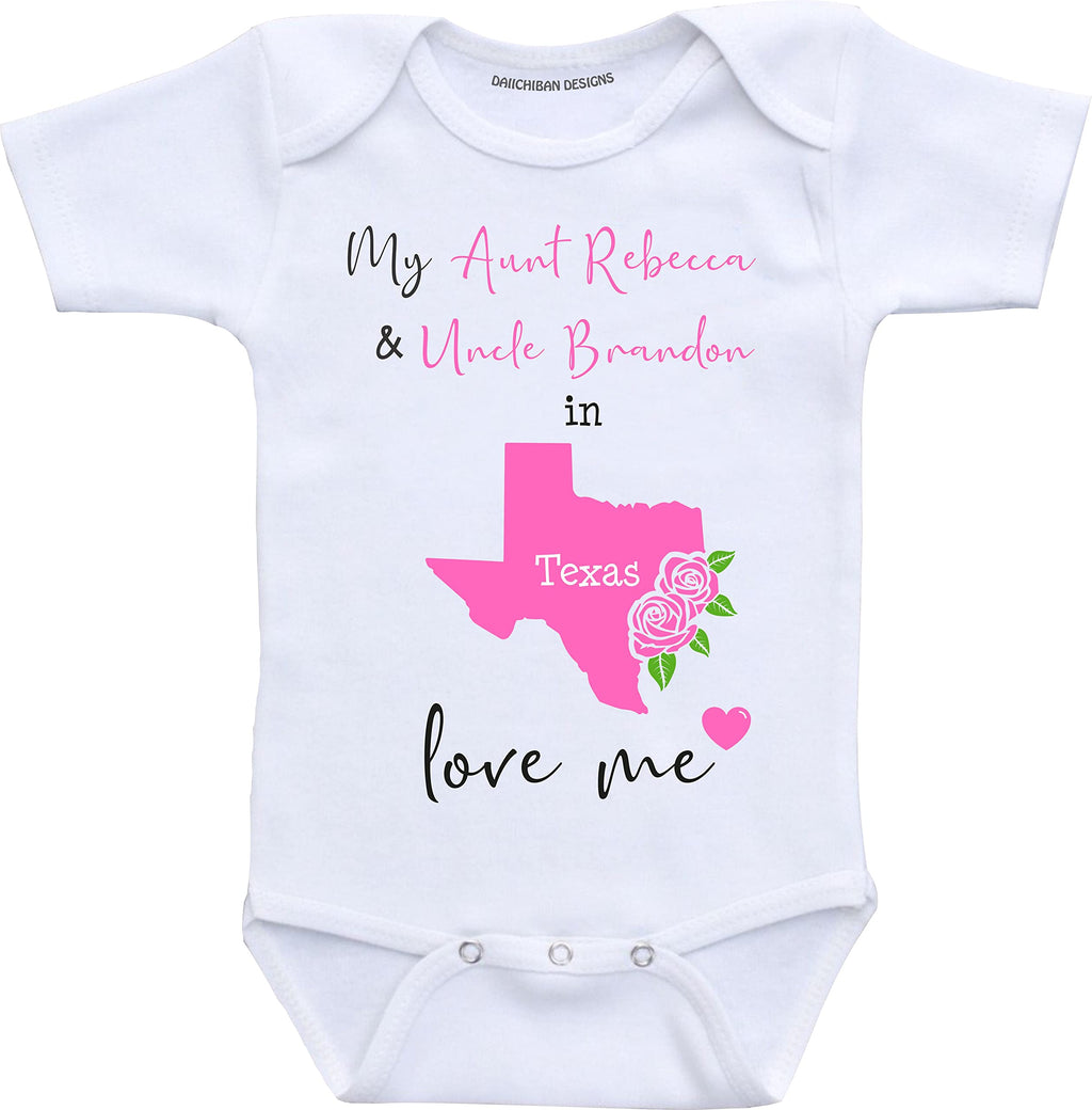 Daiichiban Designs Custom Aunt and Uncle baby gifts Texas baby clothes