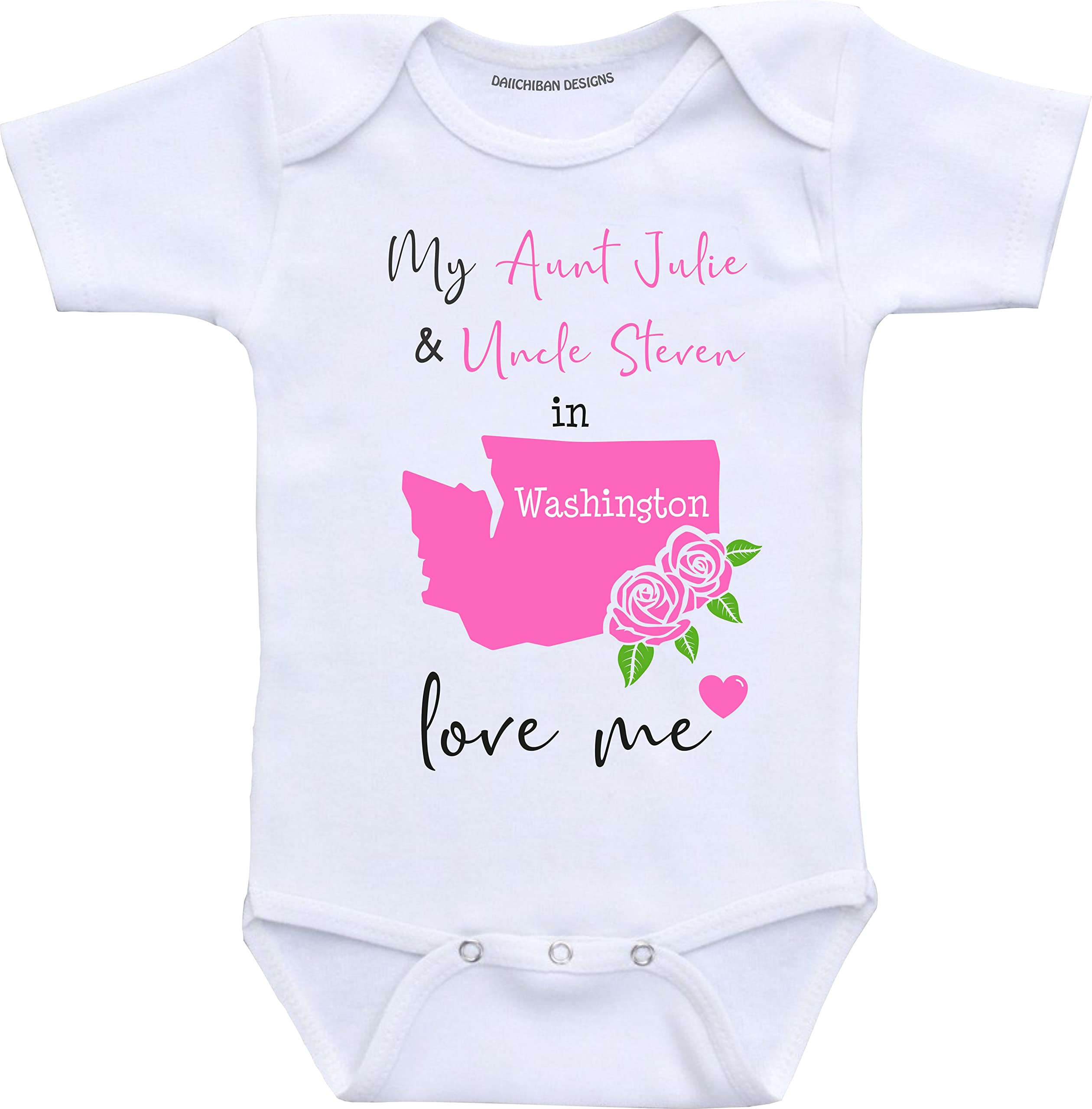Daiichiban Designs Custom Aunt and Uncle baby gifts Washington baby clothes
