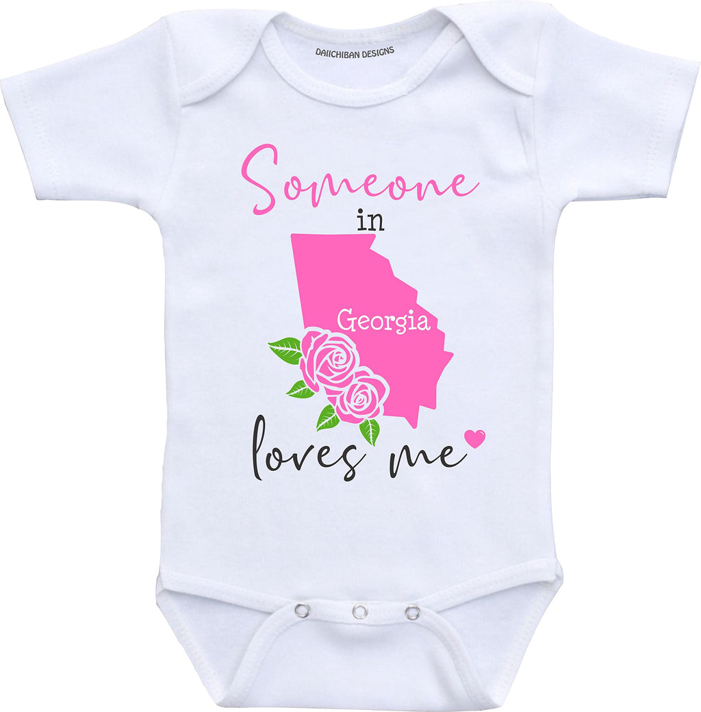Someone in Michigan loves me baby clothes infant creeper State customized gifts for babies