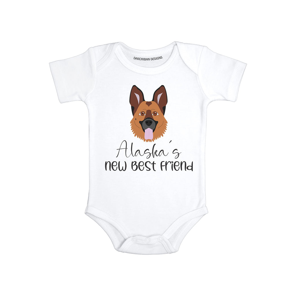 Personalized dog baby clothes with name German shepherd baby gifts