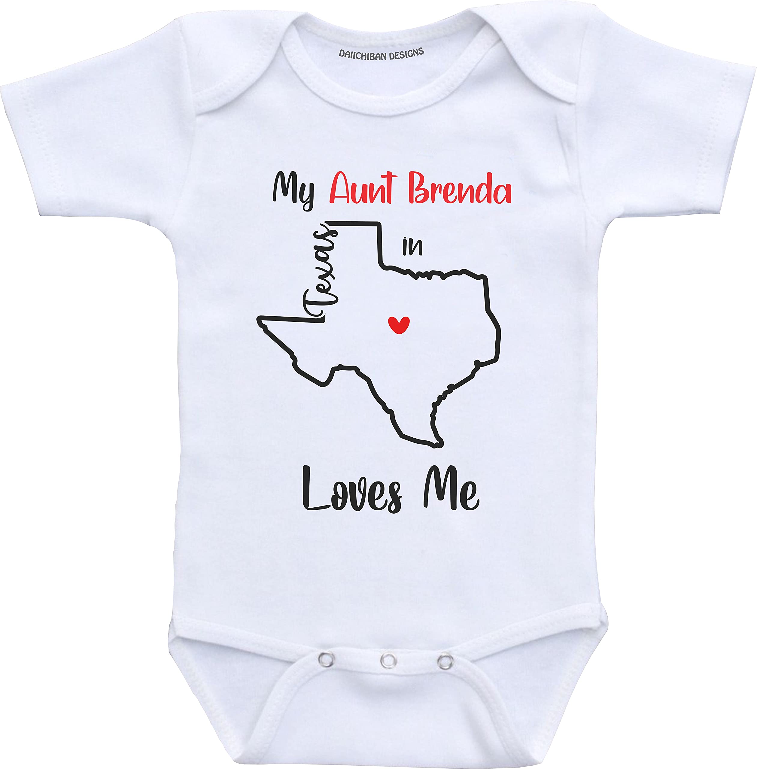 Daiichiban Designs My Aunt in Texas Loves Me Custom auntie baby clothes