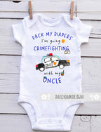 Daiichiban Designs My Uncle is a police officer baby clothes Uncle police baby gifts