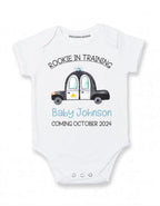 Daiichiban Designs Police Pregnancy Announcement Baby Bodysuit – “Rookie in Training” Custom Name & Date