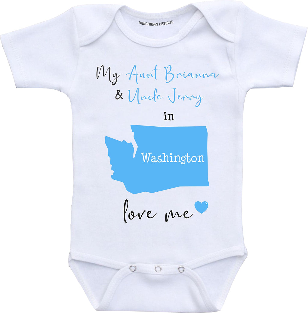 Daiichiban Designs Aunt and Uncle baby gifts Customizable North Dakota baby clothes