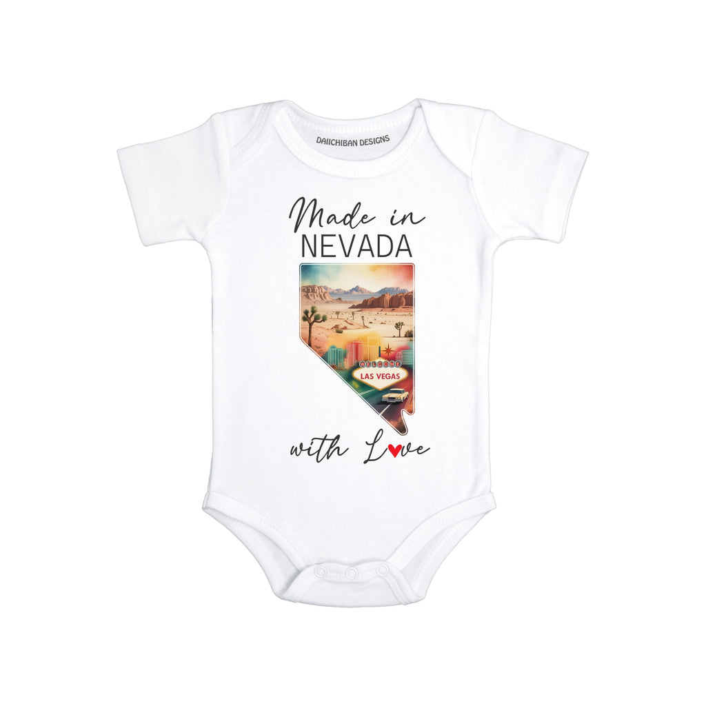 Daiichiban Designs Personalized Baby Bodysuit – “Made in Nevada with Love” with Custom State Option