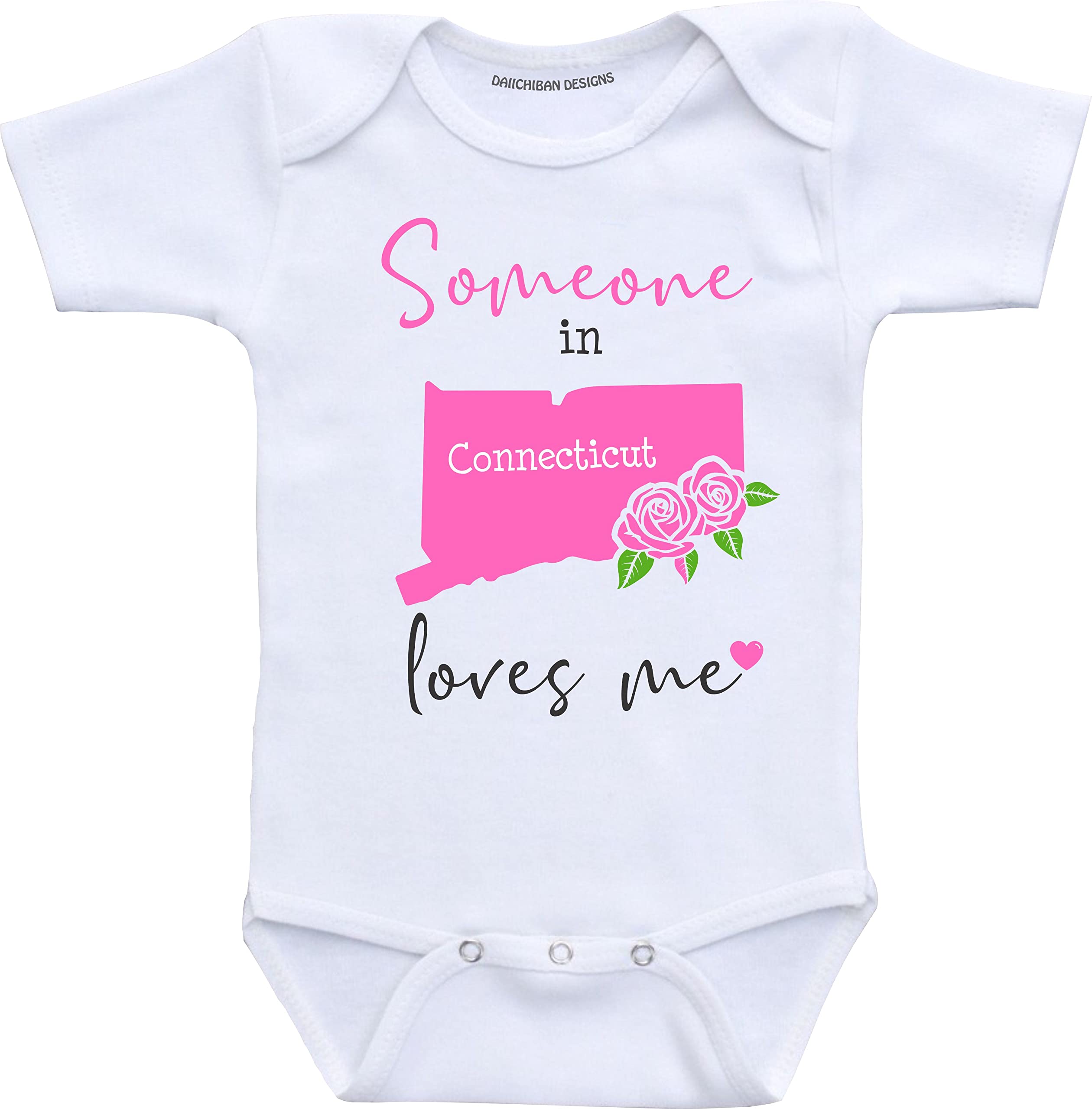 Daiichiban Designs Someone in Connecticut loves me baby gifts customizable