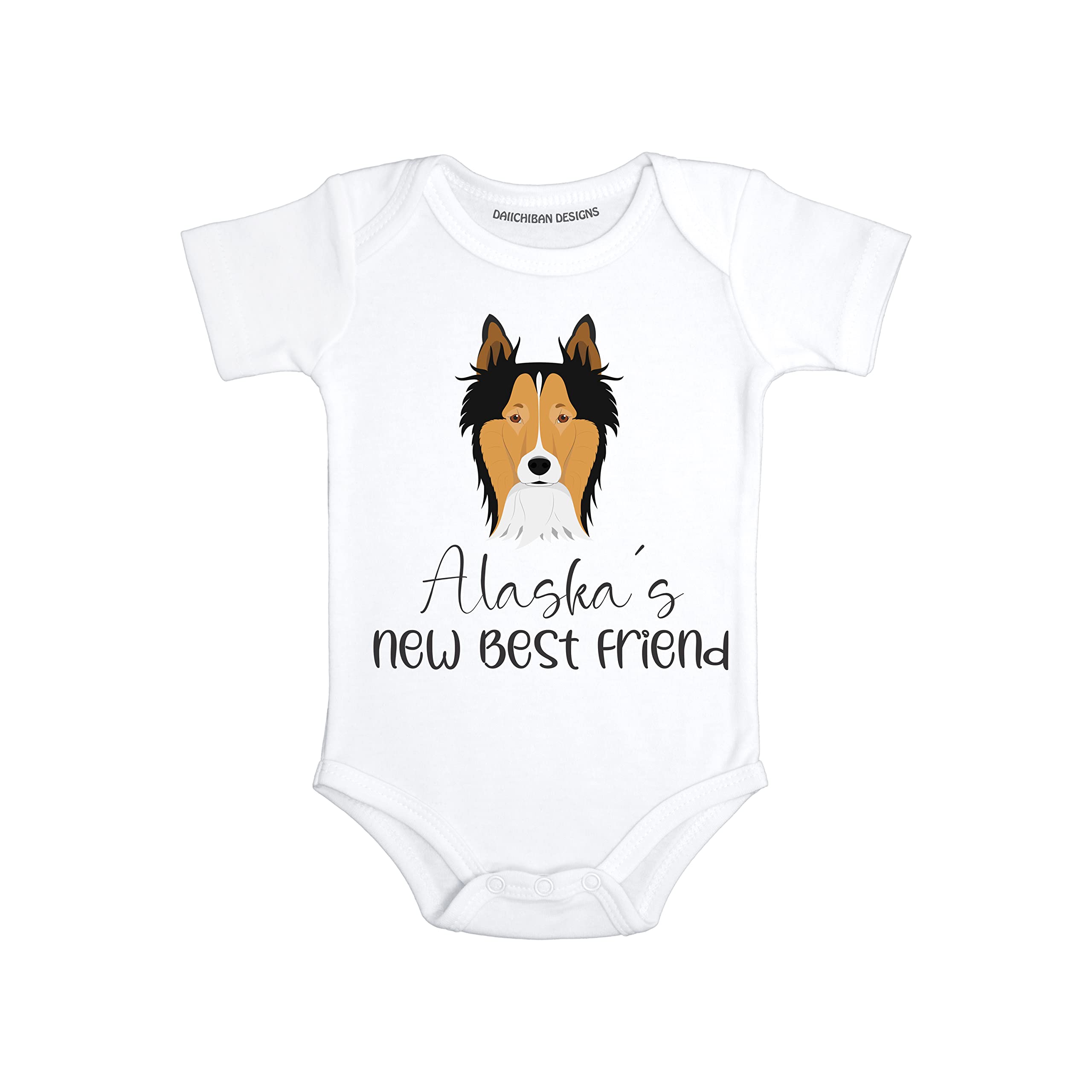 Personalized Dog baby bodysuit Collie baby clothes