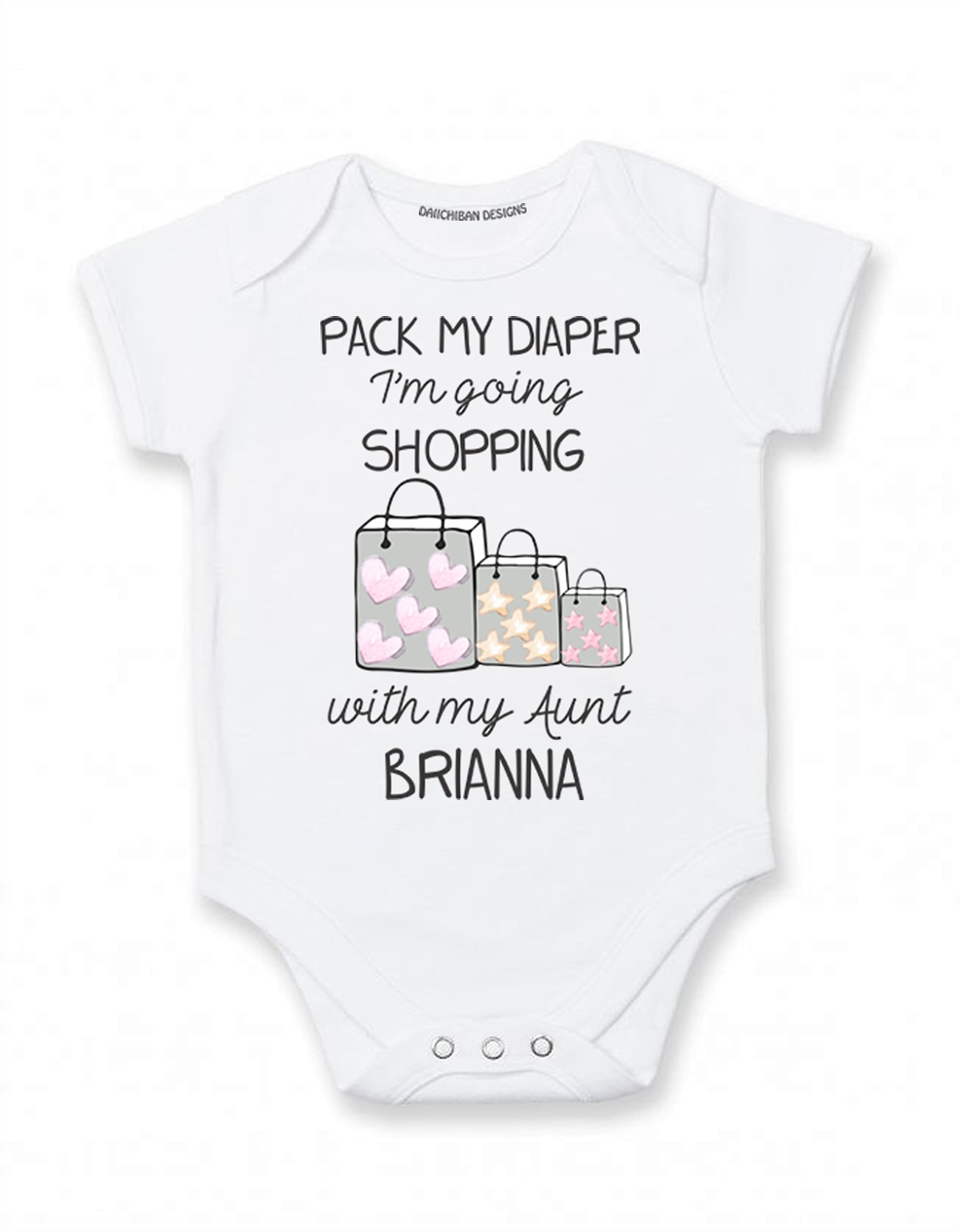 Personalized Aunt baby clothes Pack my diaper I'm going shopping with Auntie