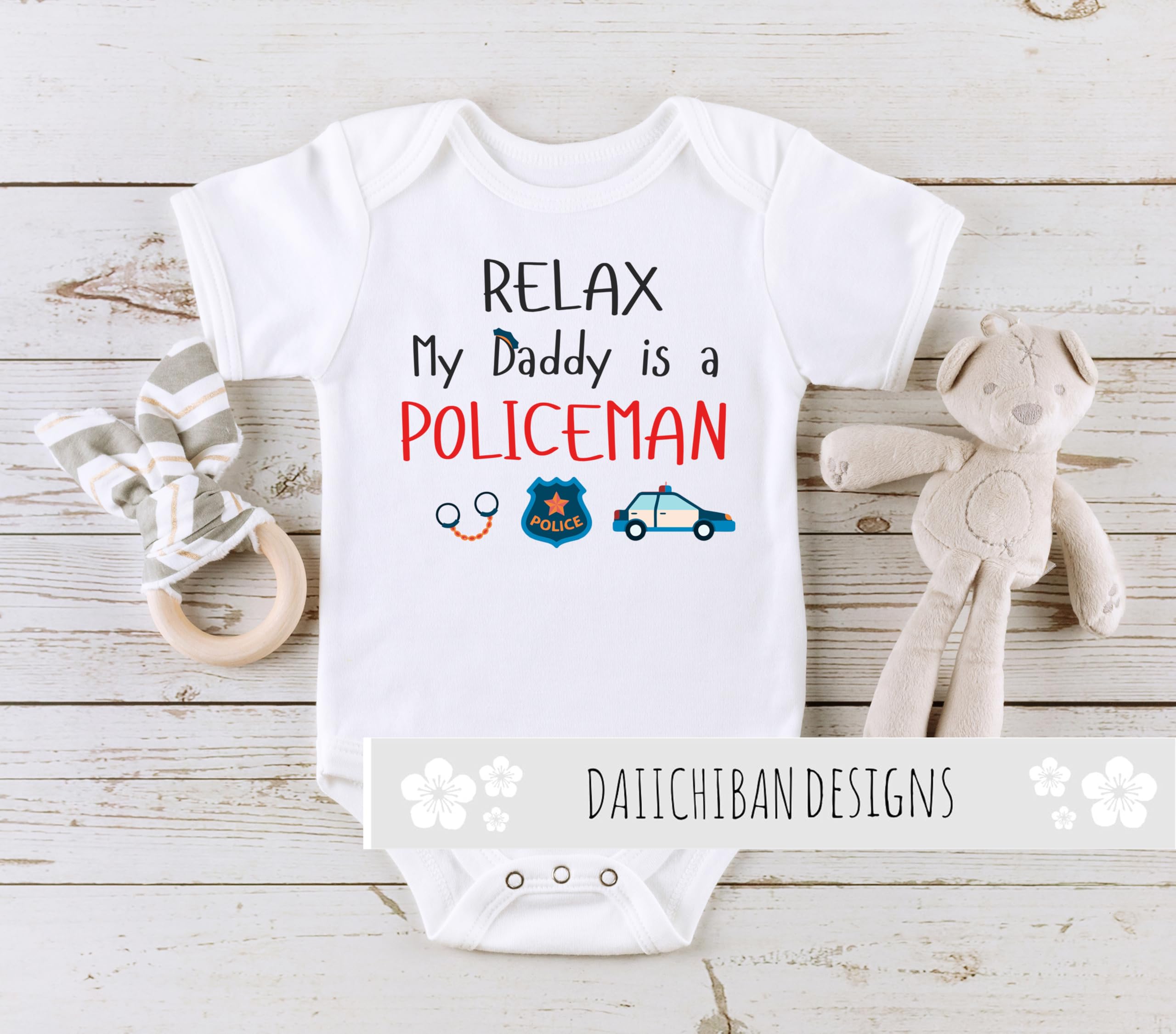 Daiichiban Designs My dad is a police officer baby outfit