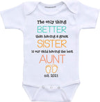 Daiichiban Designs Custom Auntie Pregnancy announcement gifts Aunt Personalized baby reveal bodysuits