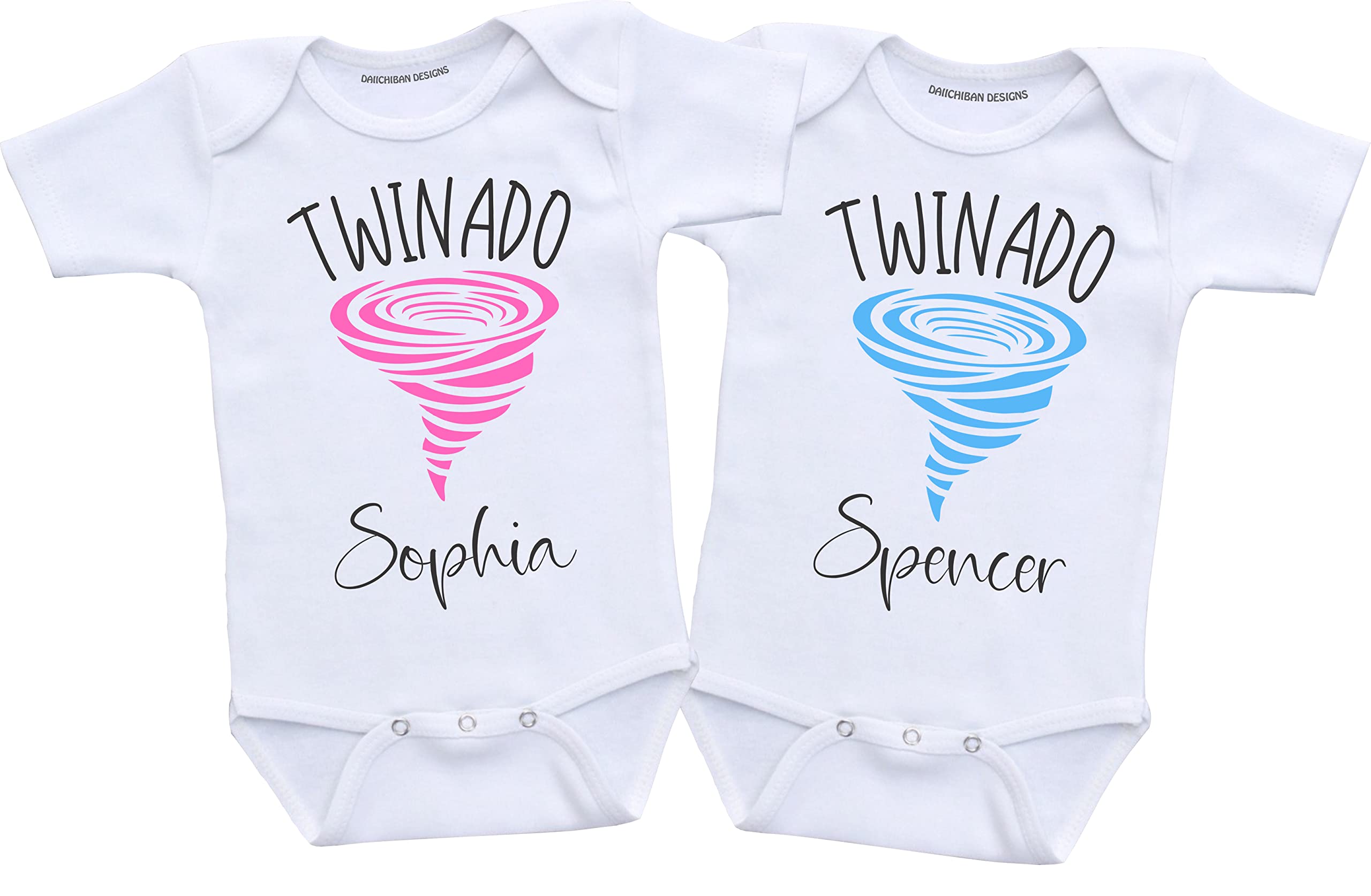 Daiichiban Designs Personalized Twin baby gifts Matching twins outfits boy and girl