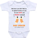 Daiichiban Designs Funny Pregnancy Announcement Custom baby announcement bodysuits