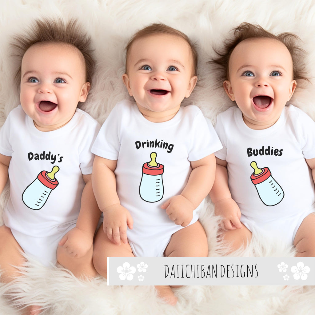 Daiichiban Designs Triplets baby gifts infant bodysuits