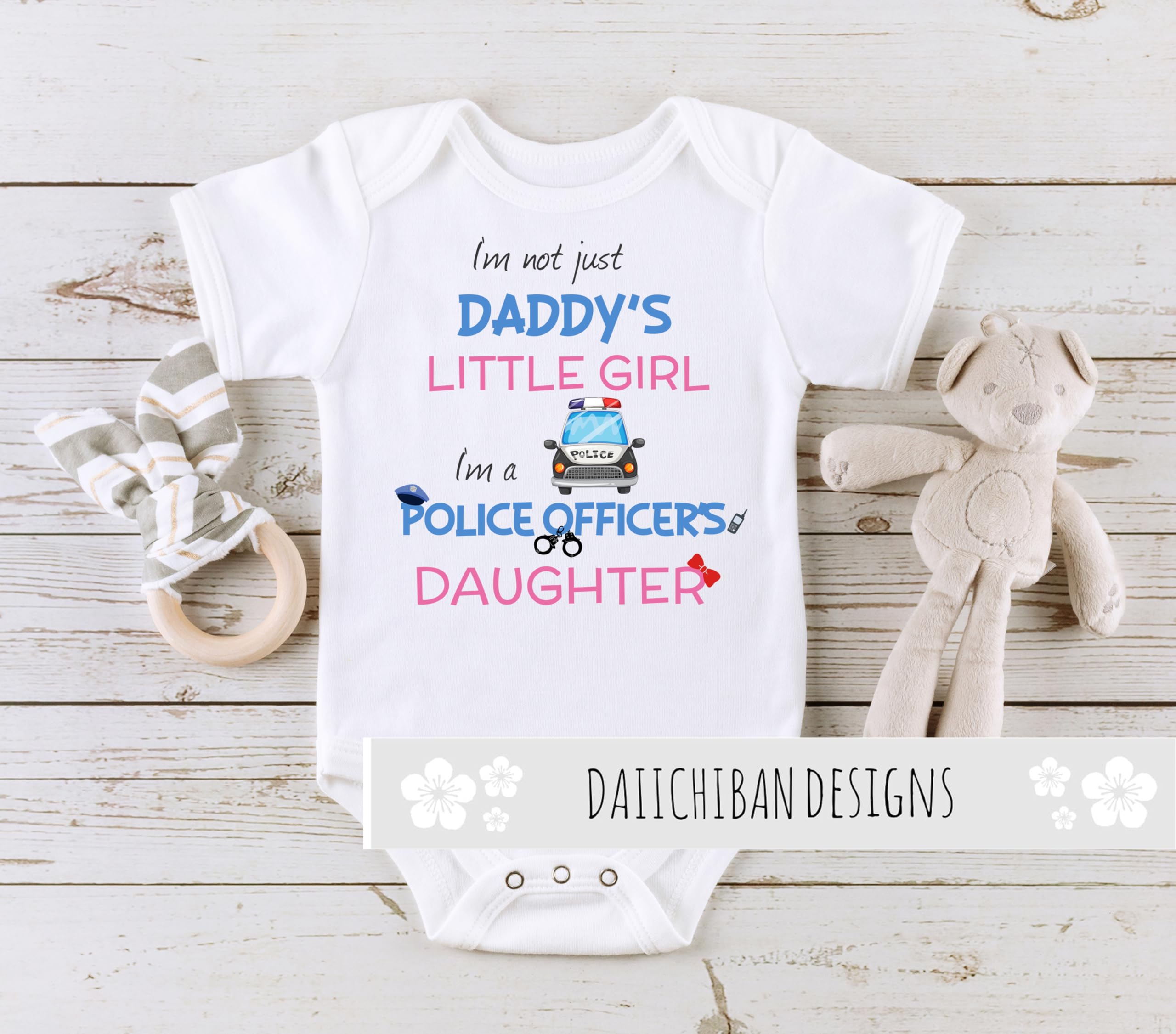 Daiichiban Designs Police Officer Daddy Law Enforcement daughter Infant Bodysuit