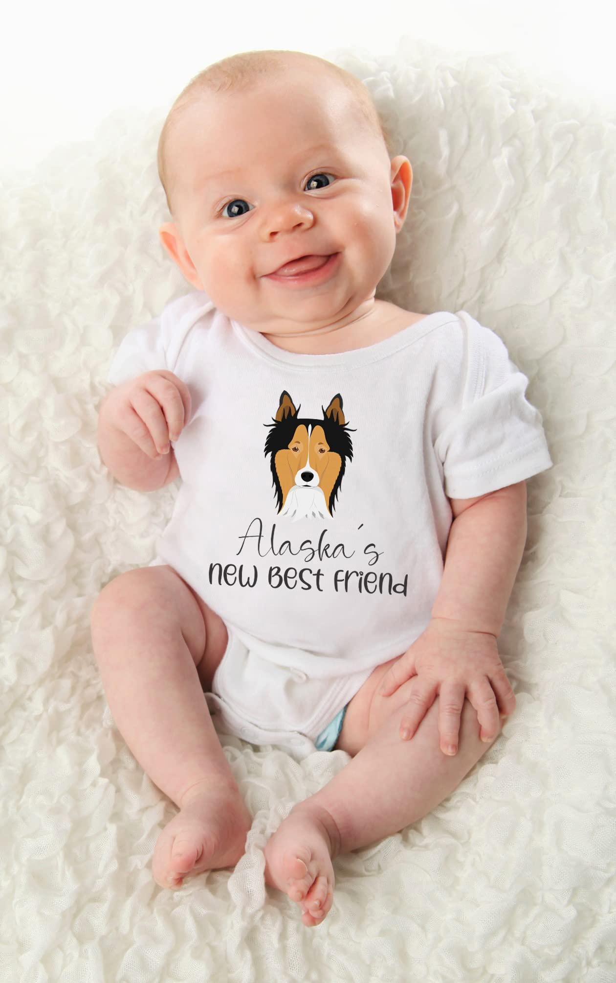 Personalized Dog baby bodysuit Collie baby clothes