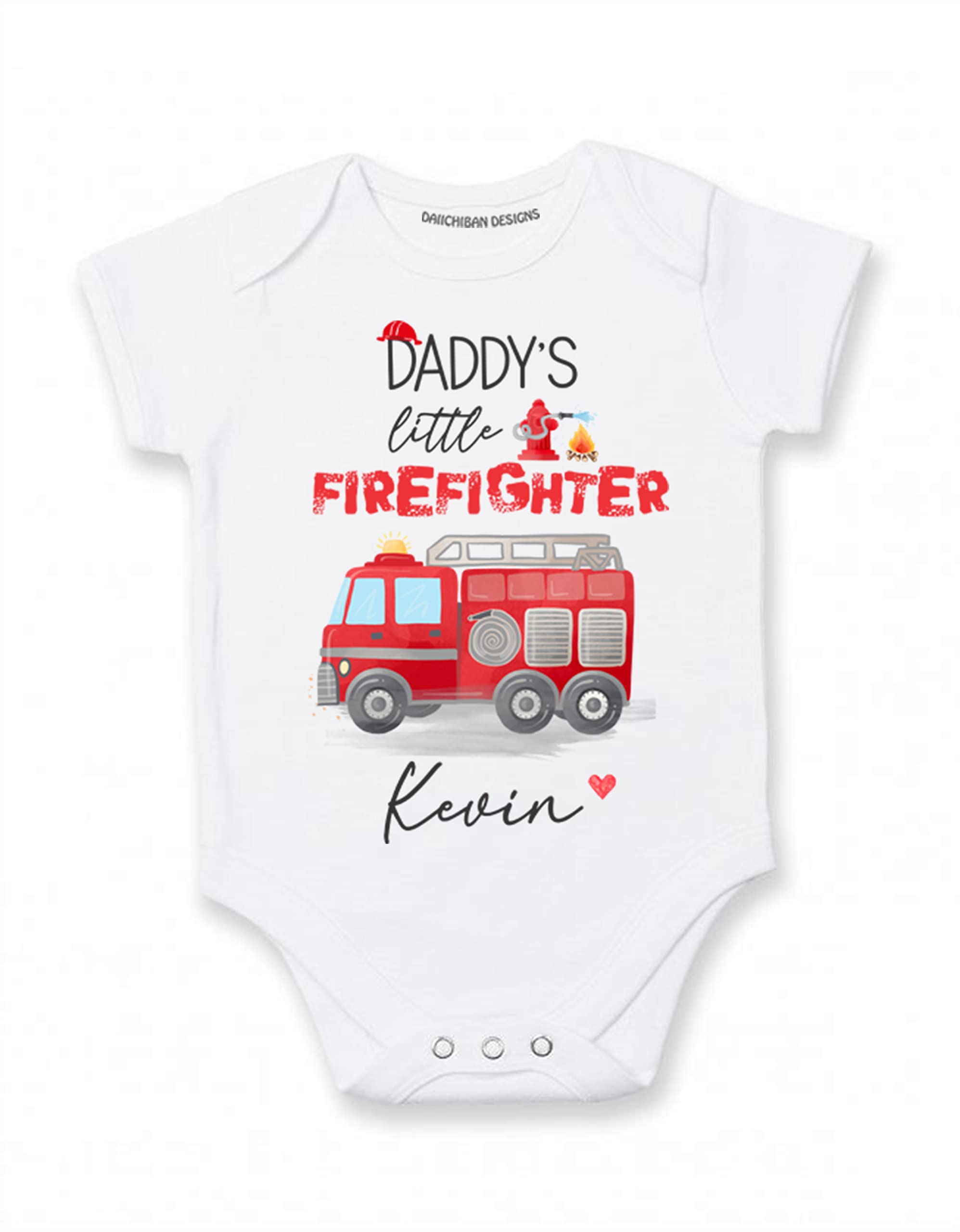 Daddys little Firefighter baby boy gifts personalized with name