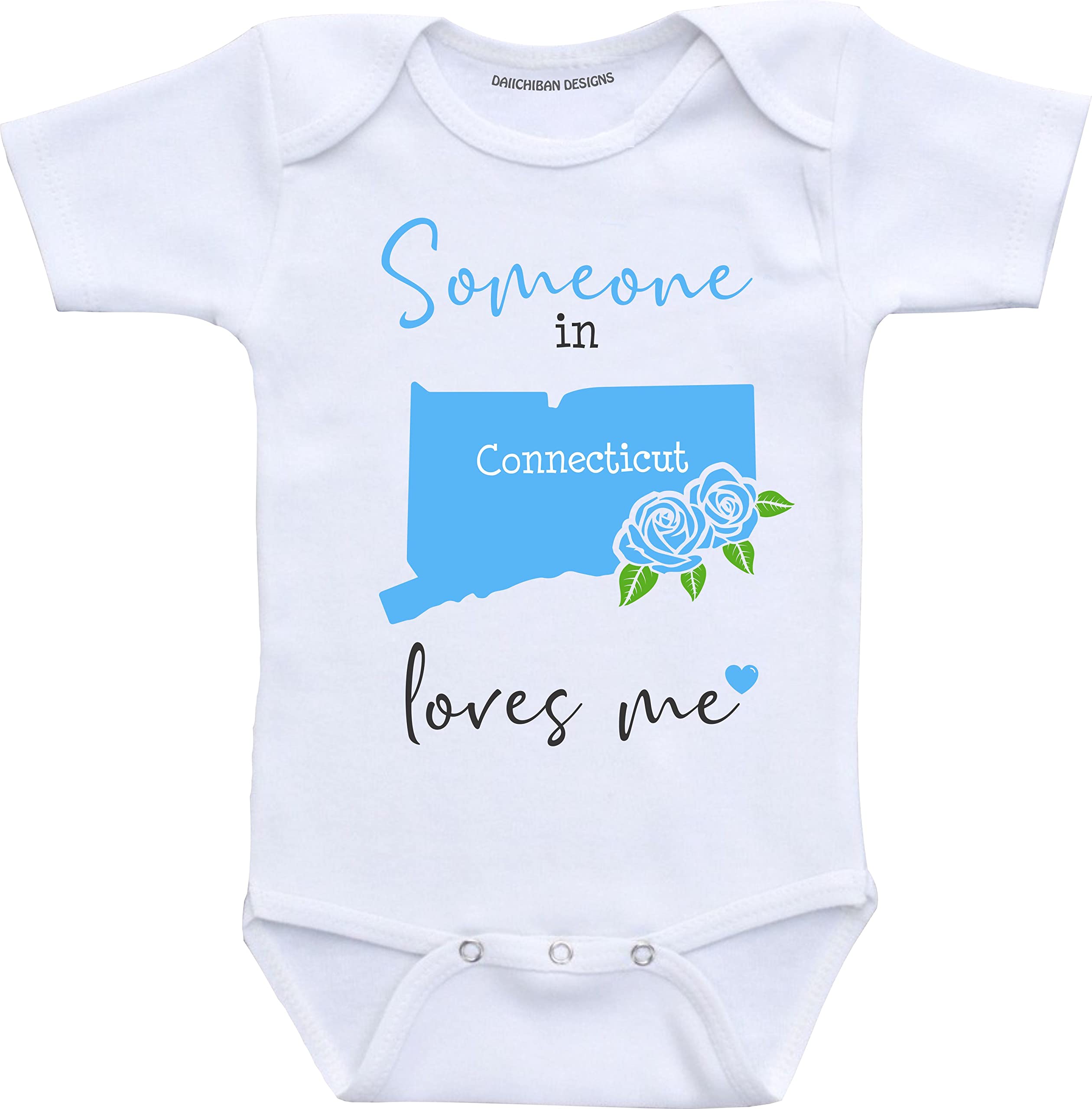 Daiichiban Designs Someone in Connecticut loves me baby gifts customizable