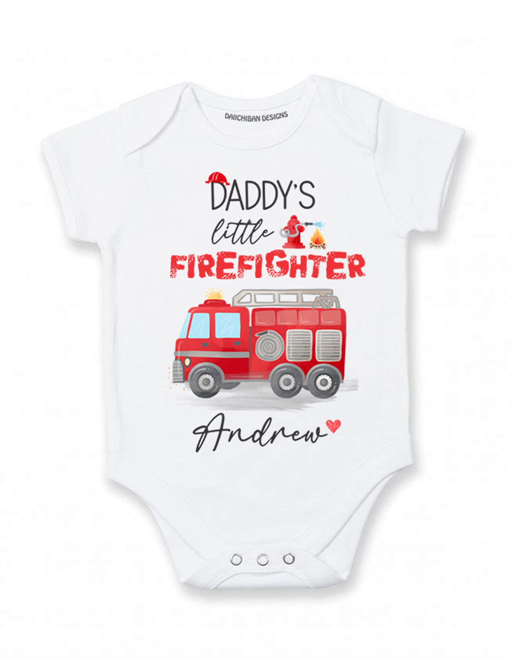 Daddys little Firefighter baby boy gifts personalized with name