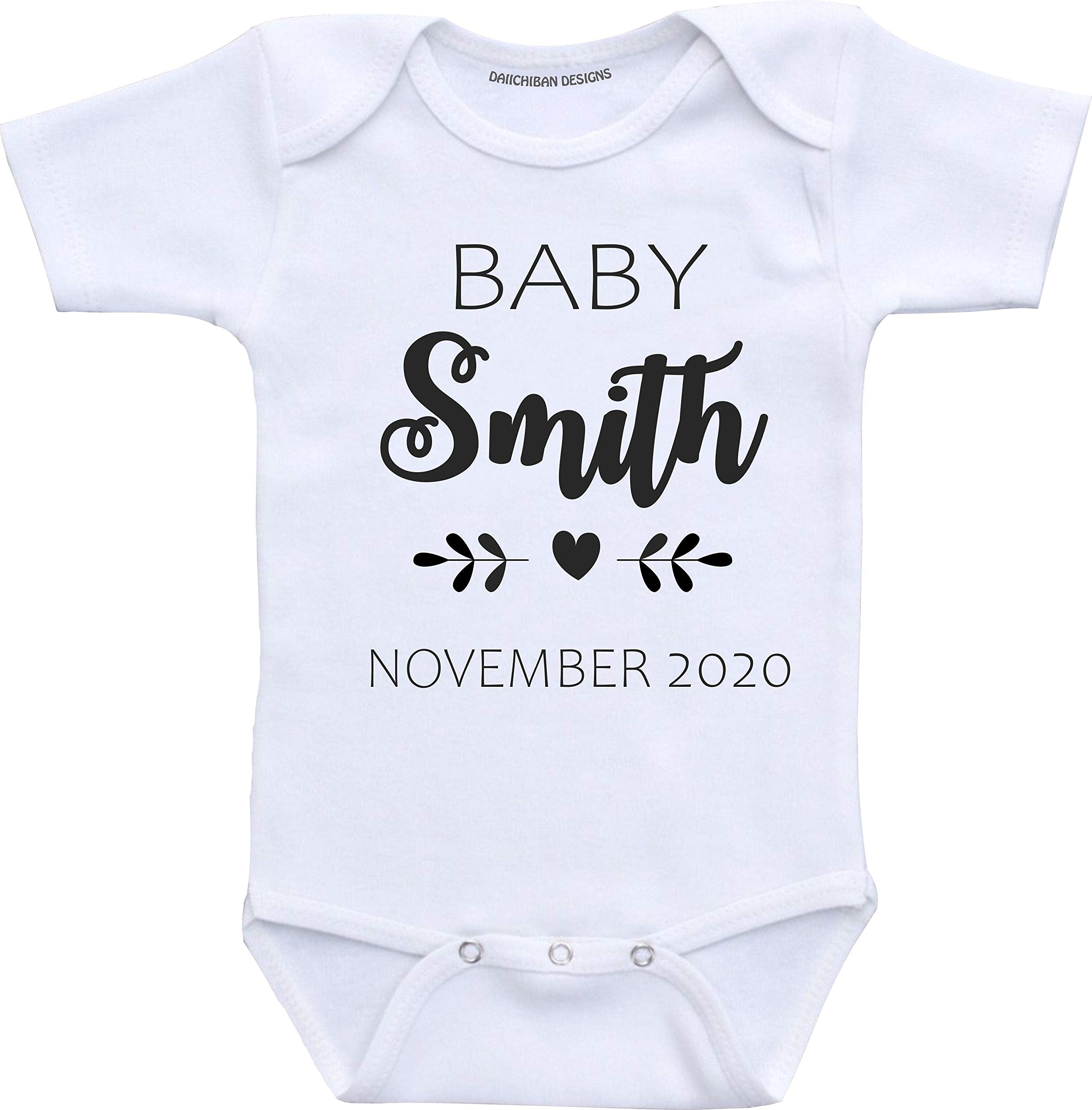 Daiichiban Designs Custom Pregnancy announcement baby reveal ideas infant bodysuit