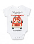 Daiichiban Designs Firefighter Baby Bodysuit – “Pack My Diaper, I’m Going Firefighting with Daddy”