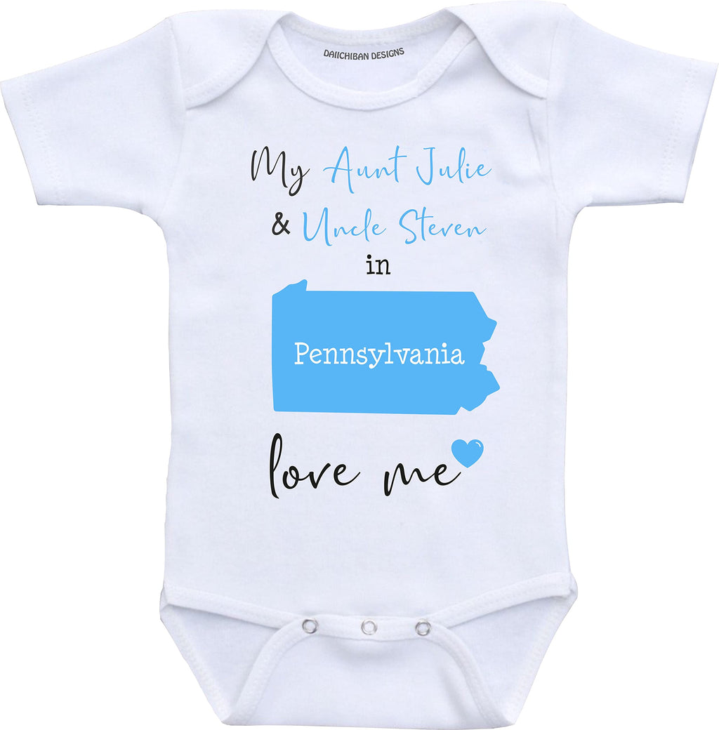 Daiichiban Designs Aunt and Uncle baby gifts Customizable South Dakota baby clothes