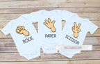 Daiichiban Designs Rock paper scissor shirt Triplets baby clothes (24 months)
