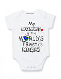 Daiichiban Designs Nurse Baby Bodysuit – “My Mom is the World’s Best Nurse” – Cute Infant One Piece Outfit