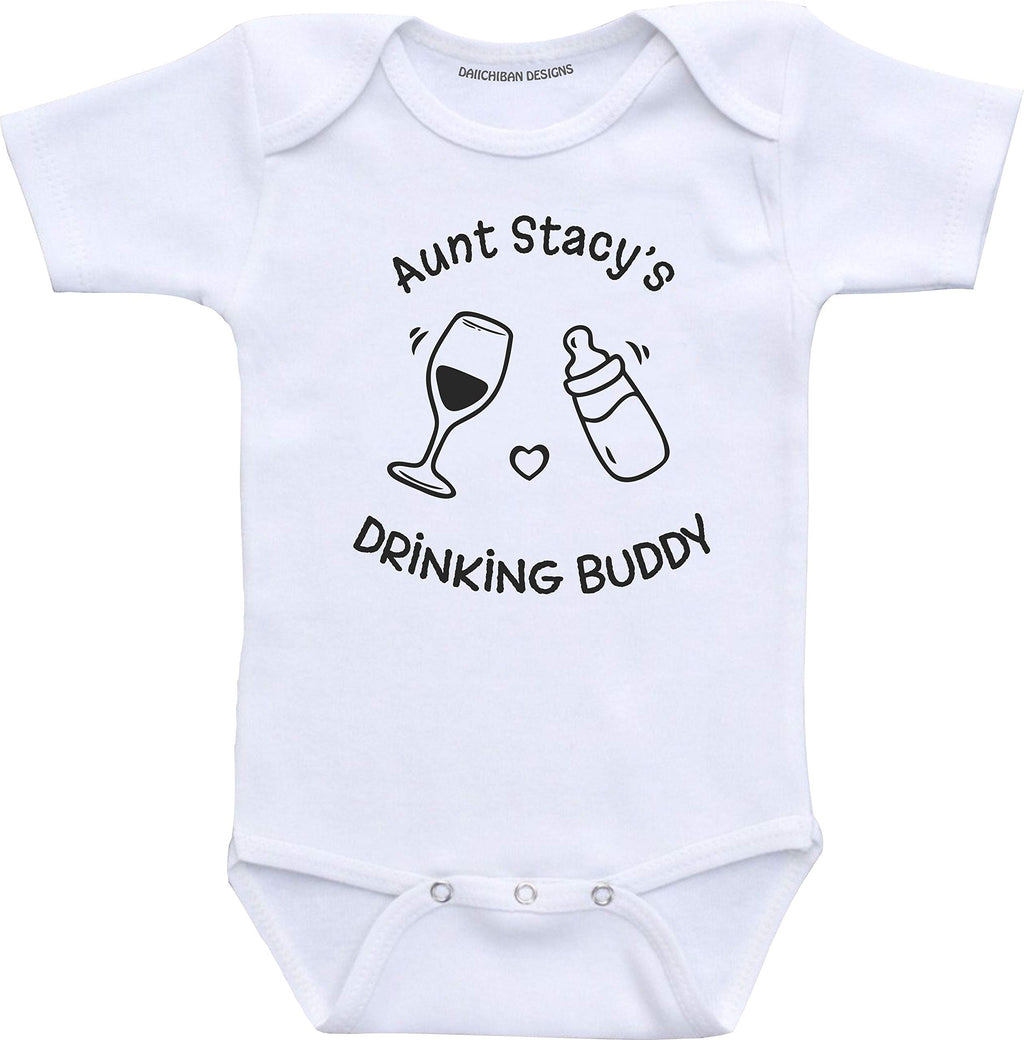 Custom Auntie's Drinking Buddy Funny Aunt Baby Clothes Infant Bodysuit
